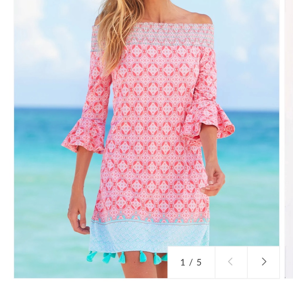 CABANA LIFE
Coral Tides Off the Shoulder Dress